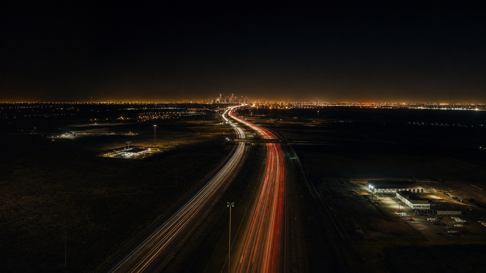 Houston 072 highway at night